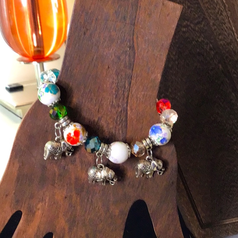 Elephant Charm Stretch Bracelet